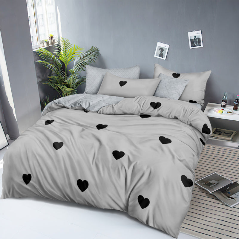 6-dijelni Queen Size pamučni set posteljine s tiskom | Navlaka za poplun, plahta i 4 jastučnice