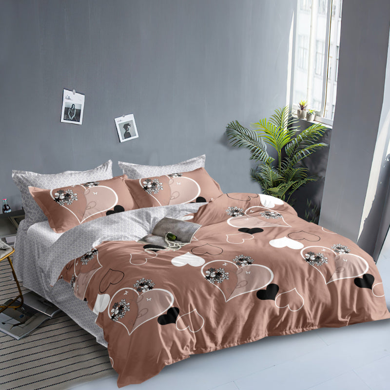 6-dijelni Queen Size pamučni set posteljine s tiskom | Navlaka za poplun, plahta i 4 jastučnice