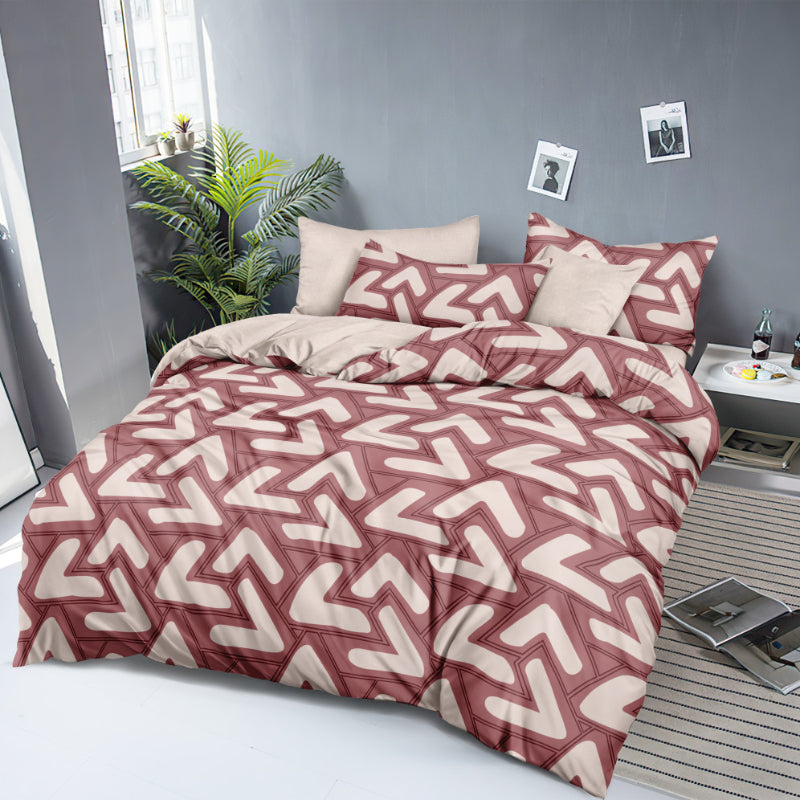 6-dijelni Queen Size pamučni set posteljine s tiskom | Navlaka za poplun, plahta i 4 jastučnice