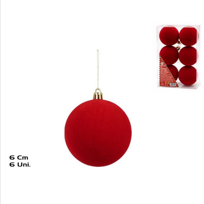 Crvene božićne kuglice za vješanje, 3 veličine – set 6/8 komada