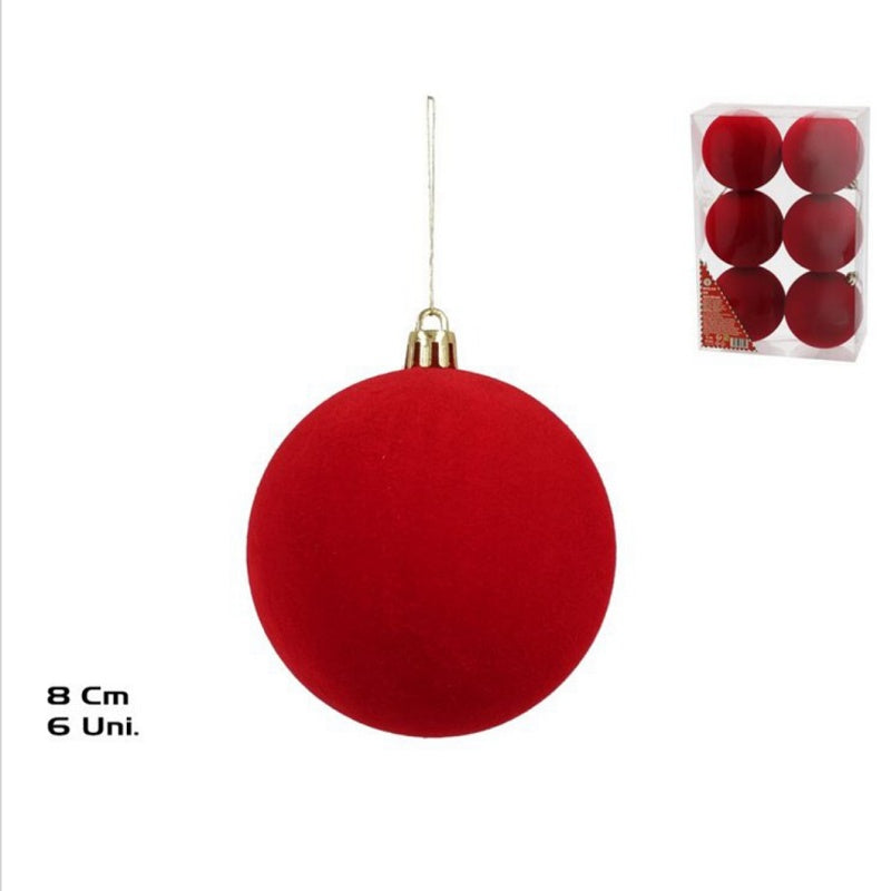 Crvene božićne kuglice za vješanje, 3 veličine – set 6/8 komada